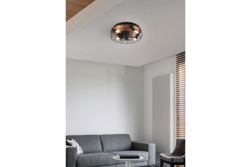 Fläkt TRIO Trondheim Mattsvart/trä - Mattsvart/trä - Products - Belysning - Lampor & belysning inomhus - Taklampa & takbelysning - Takplafond