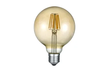 LK LED E27 filament globe 6W 420lm 2700K brun, Vit