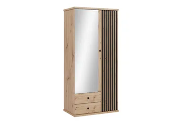 Aldbrough Garderob med Spegel 100x213 cm - Brun/Svart - Products - Förvaring - Garderober & garderobssystem