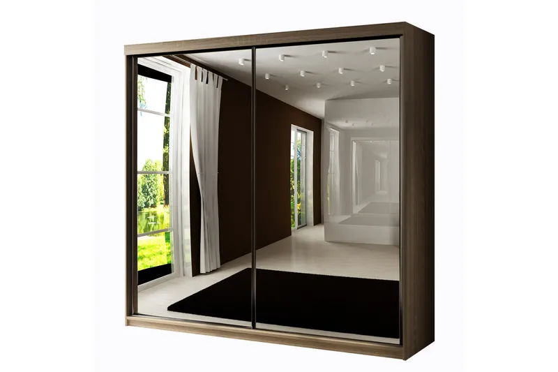 Dunkra Garderob m. Spegel 200x200 cm, Brun