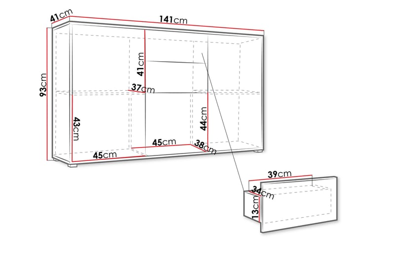 Agawal Skänk 141x41 cm - Brun - Products - Förvaring - Förvaringsmöbler - Sideboard & skänk