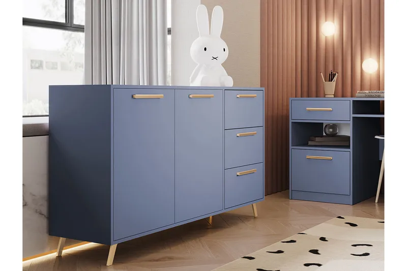 Escaldes Byrå 41x139 cm - Blå/Guld - Products - Förvaring - Förvaringsmöbler - Byrå - Hallbyrå