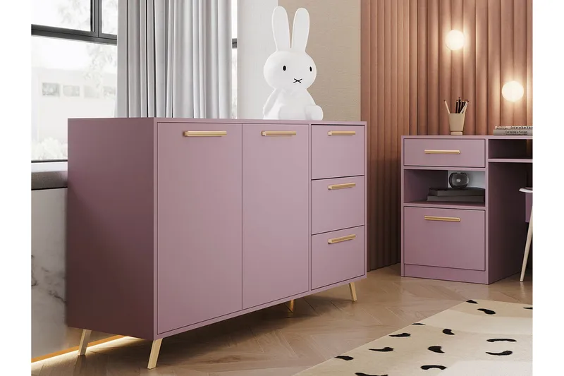 Escaldes Byrå 41x139 cm - Lila/Guld - Products - Förvaring - Förvaringsmöbler - Byrå - Hallbyrå