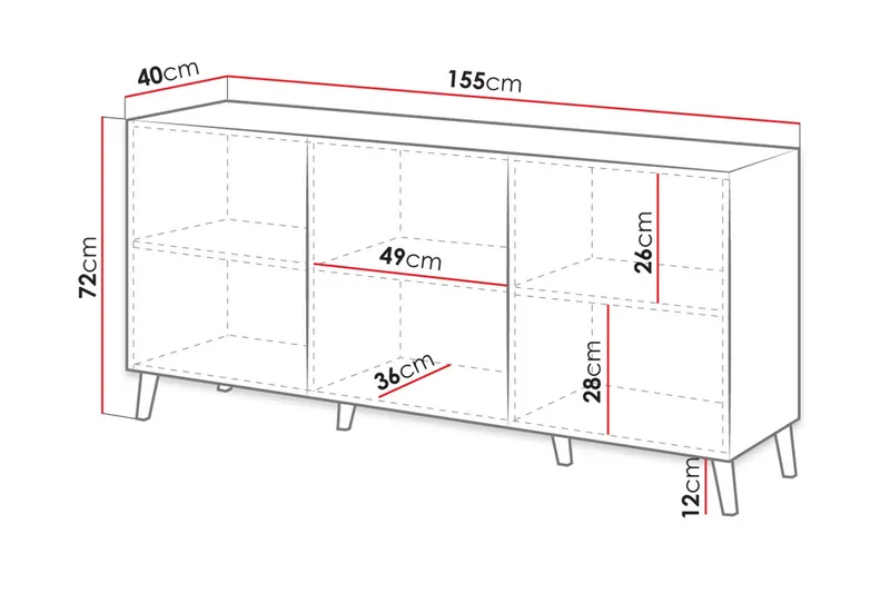 Novaj Byrå 40x155 cm - Vit/Svart - Products - Förvaring - Förvaringsmöbler - Byrå - Hallbyrå