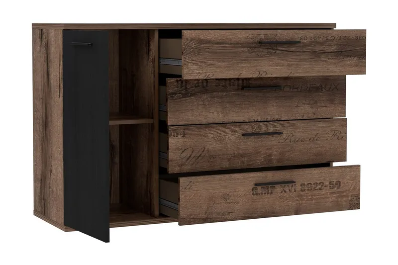 Cannop Byrå 125 cm - Brun/Svart - Products - Förvaring - Förvaringsmöbler - Byrå