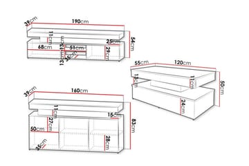 Glenndale Möbelset För Vardagsrum - Svart - Products - Förvaring - Förvaringsmöbler - Möbelset för vardagsrum