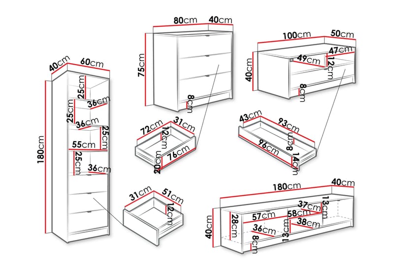 Gudelia Möbelset För Vardagsrum - Svart - Products - Förvaring - Förvaringsmöbler - Möbelset för vardagsrum