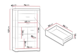 Indianapolis Skänk 76x42x127 cm - Beige/Brun - Products - Förvaring - Förvaringsmöbler - Sideboard & skänk