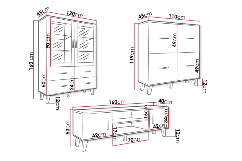 Kardos Vardagsrumsset - Natur/Svart - Products - Förvaring - Förvaringsmöbler - Möbelset för vardagsrum