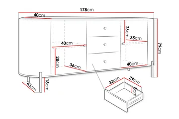 Maggio Skänk 178x43 cm - Beige - Products - Förvaring - Förvaringsmöbler - Sideboard & skänk