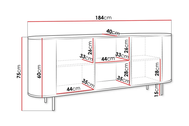 Pantego Skänk 184x40 cm - Brun - Products - Förvaring - Förvaringsmöbler - Sideboard & skänk