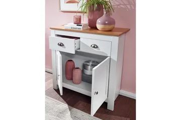 Sideboard Wohnling Melaminbelagd spånskiva tvåfärgad optik ek/vit 2 dörrar 2 lådor modern - Products - Förvaring - Förvaringsmöbler - Sideboard & skänk