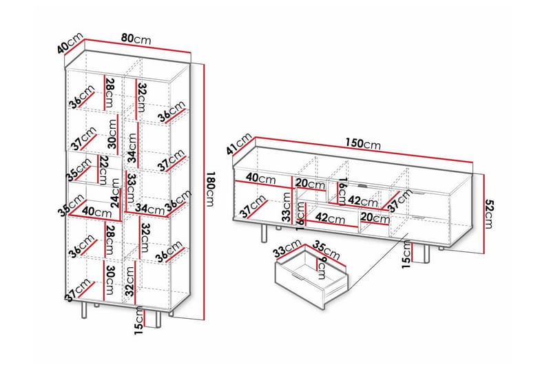 Staffin Möbelset För Vardagsrum - Svart - Products - Förvaring - Förvaringsmöbler - Möbelset för vardagsrum