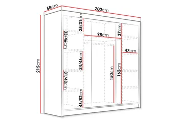 Dianna Garderob 200x215 cm - Vit - Products - Förvaring - Garderober & garderobssystem - Garderobsskåp