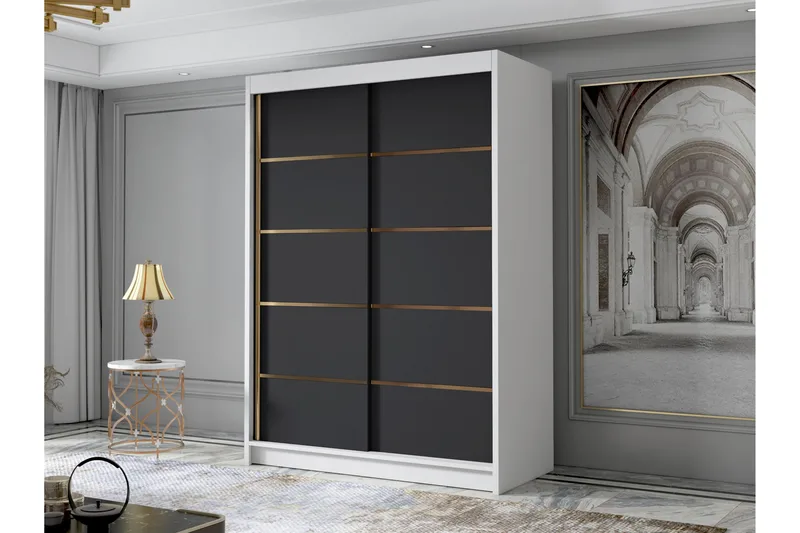 Lungos Garderob 120x200 cm - Svart/Vit - Products - Förvaring - Garderober & garderobssystem - Garderobsskåp