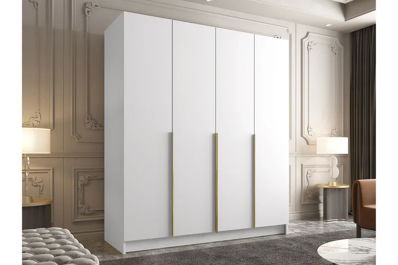 Vadstena Garderob 200 cm - Vit/Guld - Products - Förvaring - Garderober & garderobssystem - Garderobsskåp