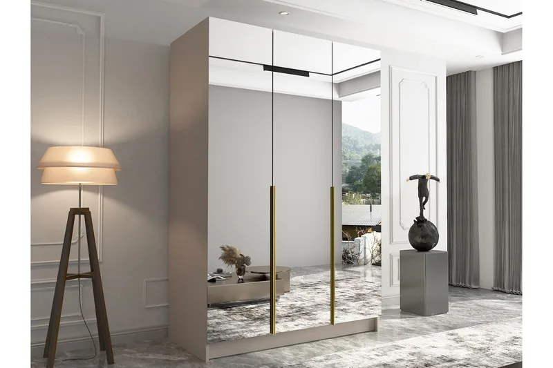 Herrljunga Garderob med Spegel 150 cm - Kashmir/Guld - Products - Förvaring - Garderober & garderobssystem