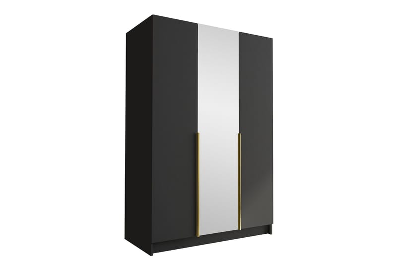 Herrljunga Garderob med Spegel 150 cm, Svart/Guld