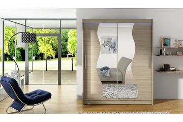 Leila Garderob med Spegel 150x200 cm - Beige - Products - Förvaring - Garderober & garderobssystem