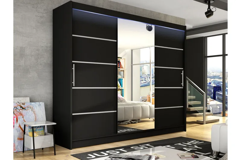 Sia Garderob med Spegel 250x215 cm - Svart - Products - Förvaring - Garderober & garderobssystem