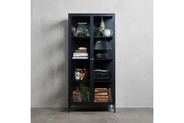 Ambra Vitrinskåp 40,3 cm djup 90 cm bred 190 cm hög Mörk Metall - Svart - Products - Förvaring - Skåp - Vitrinskåp