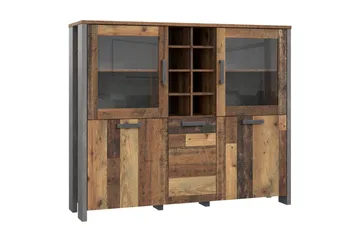 Cadle Vitrinskåp 41 cm djup 151 cm bred 125 cm hög Trä - Brun/Grå - Products - Förvaring - Skåp - Vitrinskåp