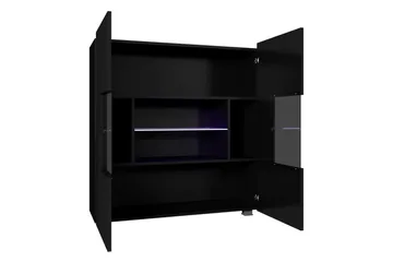 Frick Vitrinskåp Vit LED Belysning 35 cm djup 100 cm bred 107 cm hög Ljust Trä Glas - Vit Högglans/Vit Led-Belysning - Products - Förvaring - Skåp - Vitrinskåp