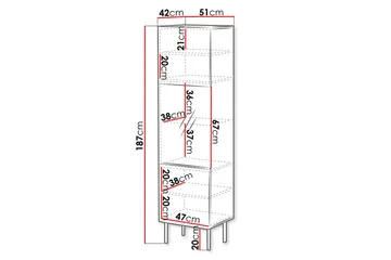 Juniskär Smalt Vitrinskåp 40 cm djup 51 cm bred 187 cm hög Trä Valnöt Glas - Valnöt - Products - Förvaring - Skåp - Vitrinskåp