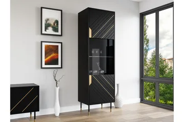 Juniskär Vitrinskåp 40 cm djup 54 cm bred 180 cm hög Mörkt Trä Glas - Svart - Products - Förvaring - Skåp - Vitrinskåp