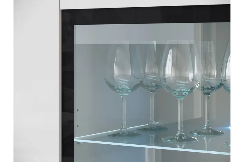 Sherie Vitrinskåp 120x104 cm - Vit/Grå - Products - Förvaring - Skåp - Vitrinskåp