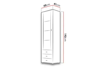 Soho Smalt Vitrinskåp RGB LED Belysning 41 cm djup 60 cm bred 192 cm hög Mörkt Trä Glas - Svart - Products - Förvaring - Skåp - Vitrinskåp