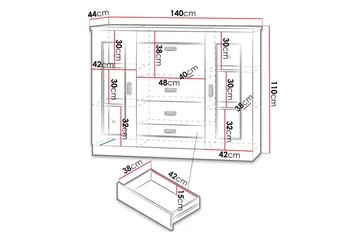 Tadeusz Lågt Vitrinskåp 44 cm djup 140 cm bred 110 cm hög Trä - Brun - Products - Förvaring - Skåp - Vitrinskåp