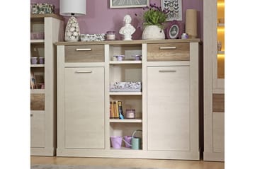 Talebi Skänk 41 cm djup 160 cm bred 128 cm hög Ljust Trä - Brun/Vit - Products - Förvaring - Skåp - Vitrinskåp