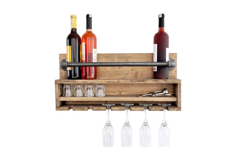 Crystalann Vägghylla 60 cm, Valnöt/Svart