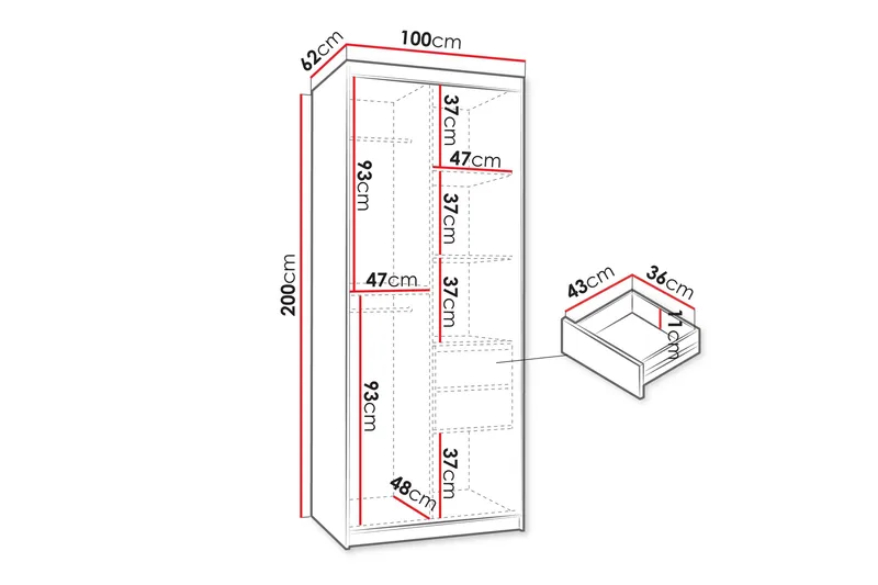 Tallmo Garderob m. Spegel 100x200 cm - Products - Förvaring - Garderober & garderobssystem