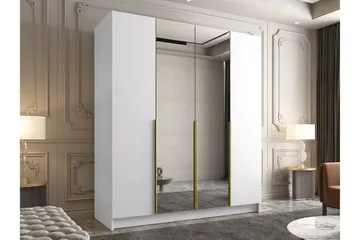 Vadstena Garderob med Spegel 200 cm - Vit/Guld - Products - Förvaring - Garderober & garderobssystem