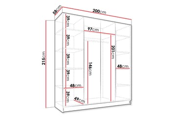 Vadstena Garderob med Spegel 200 cm - Vit/Guld - Products - Förvaring - Garderober & garderobssystem