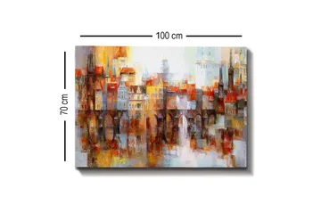 Canvastavla - Färgglad stadsbild med historiska byggnader och broar - Orange / Blå / Beige - Products - Inredning - Tavlor & posters - Canvastavla