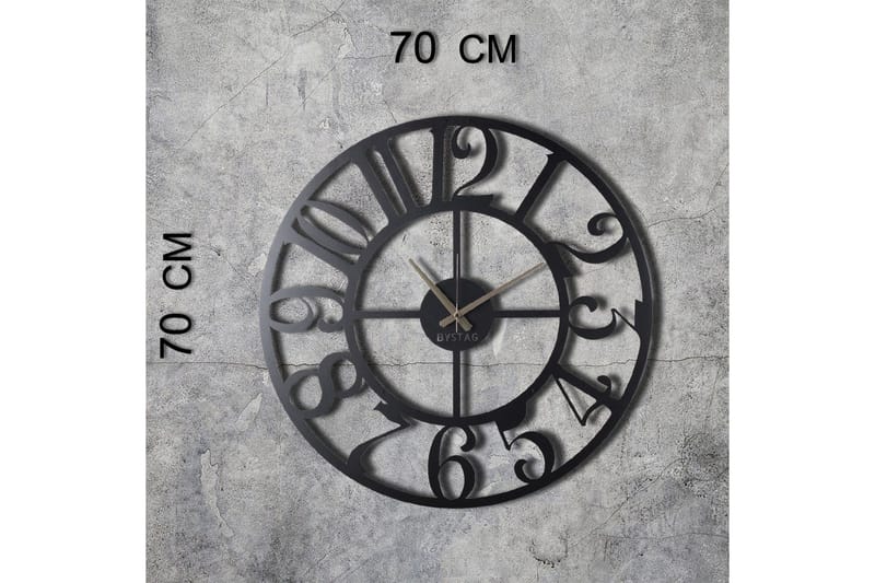 Dekorativ Metallväggklocka - Svart - Products - Inredning - Väggdekor - Väggklocka & väggur