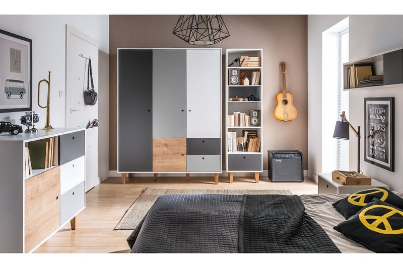 Concept Garderob Vit/Mörkgrå/Blå - VOX - Products - Möbler - Barnmöbler - Förvaring barnrum - Barngarderob