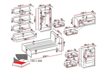 Rathmore Möbelset För Barnrum - Grå - Products - Möbler - Barnmöbler - Barnmöbelset