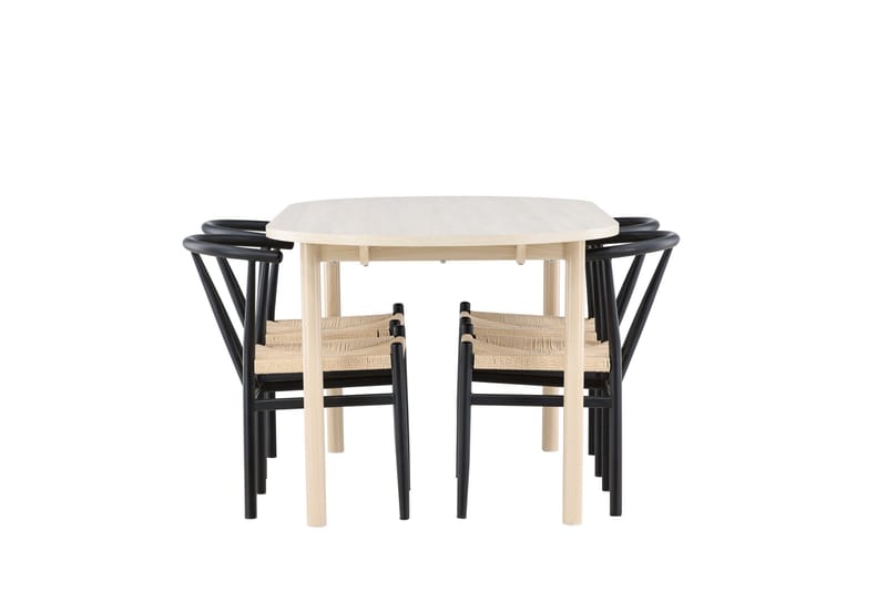 Andy Matgrupp 180 cm Oval med 4 Alfons stolar - Whitewash/Svart - Products - Möbler - Bord & matgrupp - Matgrupp