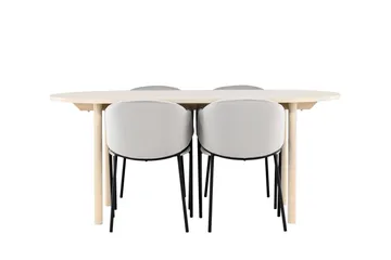 Andy Matgrupp 180 cm Oval med 4 Evelina stolar - Whitewash/Grå - Products - Möbler - Bord & matgrupp - Matgrupp