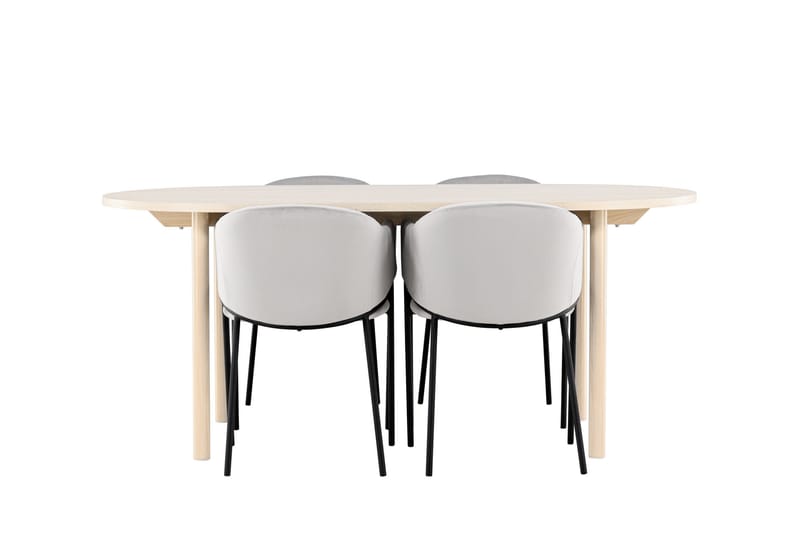 Andy Matgrupp 180 cm Oval med 4 Evelina stolar - Whitewash/Grå - Products - Möbler - Bord & matgrupp - Matgrupp