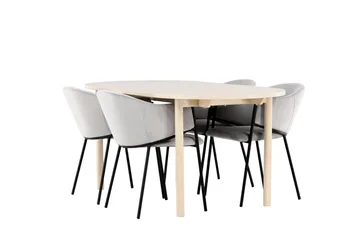 Andy Matgrupp 180 cm Oval med 4 Evelina stolar - Whitewash/Grå - Products - Möbler - Bord & matgrupp - Matgrupp