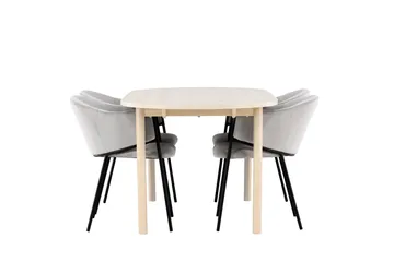 Andy Matgrupp 180 cm Oval med 4 Evelina stolar - Whitewash/Grå - Products - Möbler - Bord & matgrupp - Matgrupp