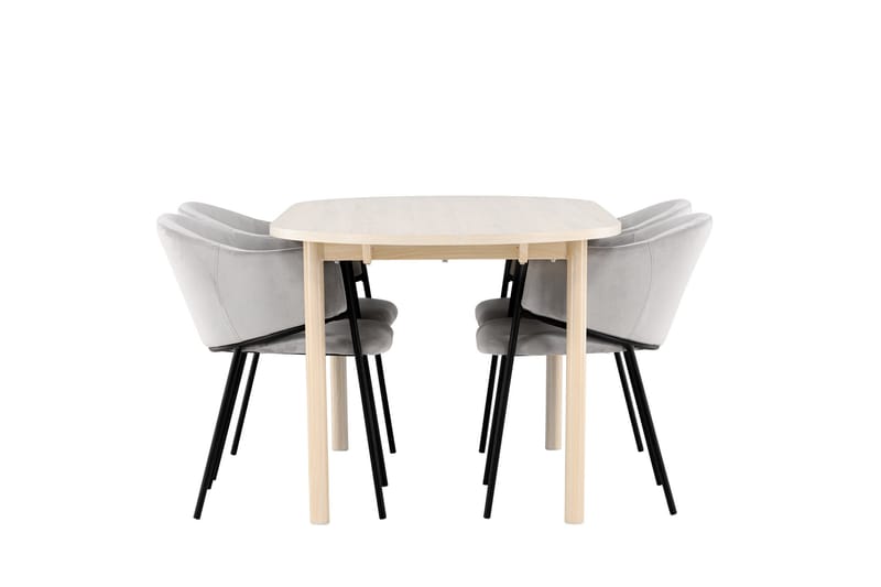 Andy Matgrupp 180 cm Oval med 4 Evelina stolar - Whitewash/Grå - Products - Möbler - Bord & matgrupp - Matgrupp