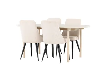 Andy Matgrupp 180 cm Oval med 4 Leone stolar - Whitewash/Beige - Products - Möbler - Bord & matgrupp - Matgrupp