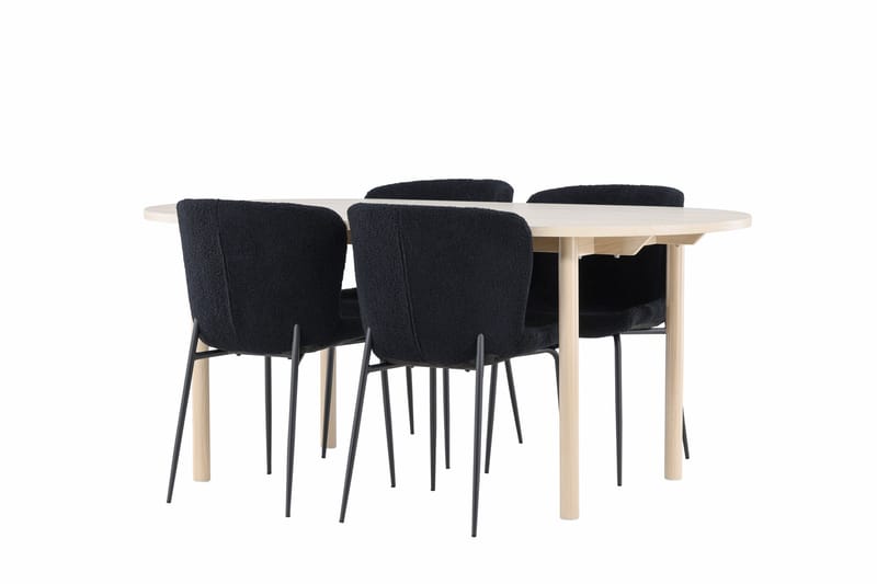 Andy Matgrupp 180 cm Oval med 4 Modesto stolar - Whitewash/Svart - Products - Möbler - Bord & matgrupp - Matgrupp