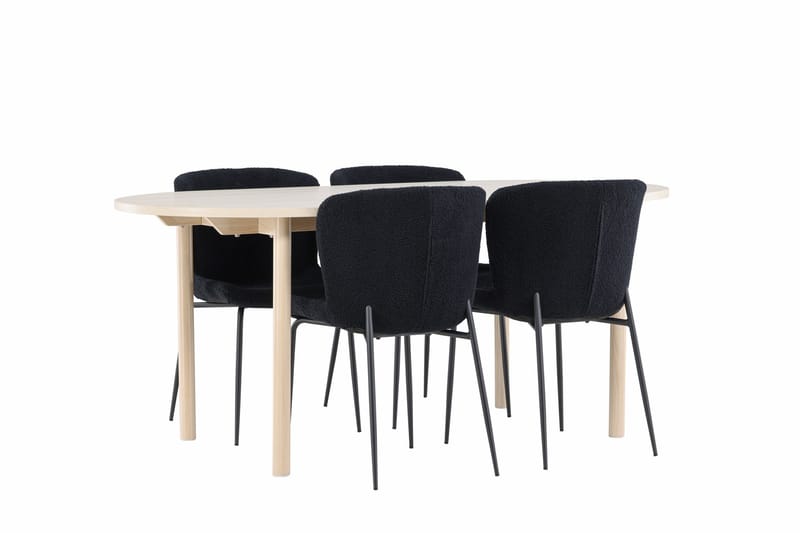 Andy Matgrupp 180 cm Oval med 4 Modesto stolar - Whitewash/Svart - Products - Möbler - Bord & matgrupp - Matgrupp